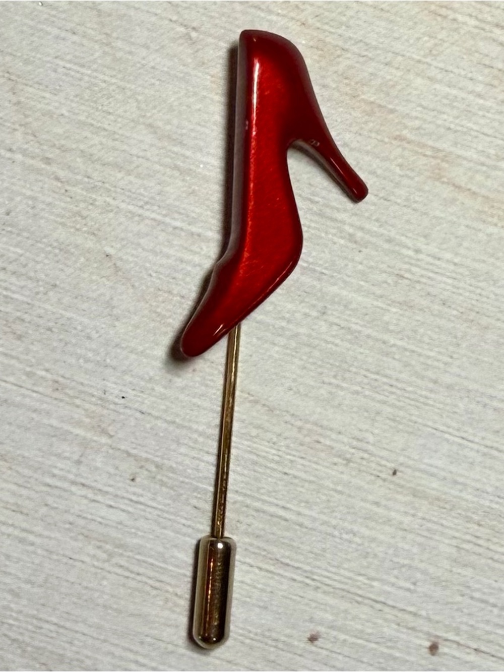 Vintage Salvatore Ferragamo Red High Heel Stick Pin